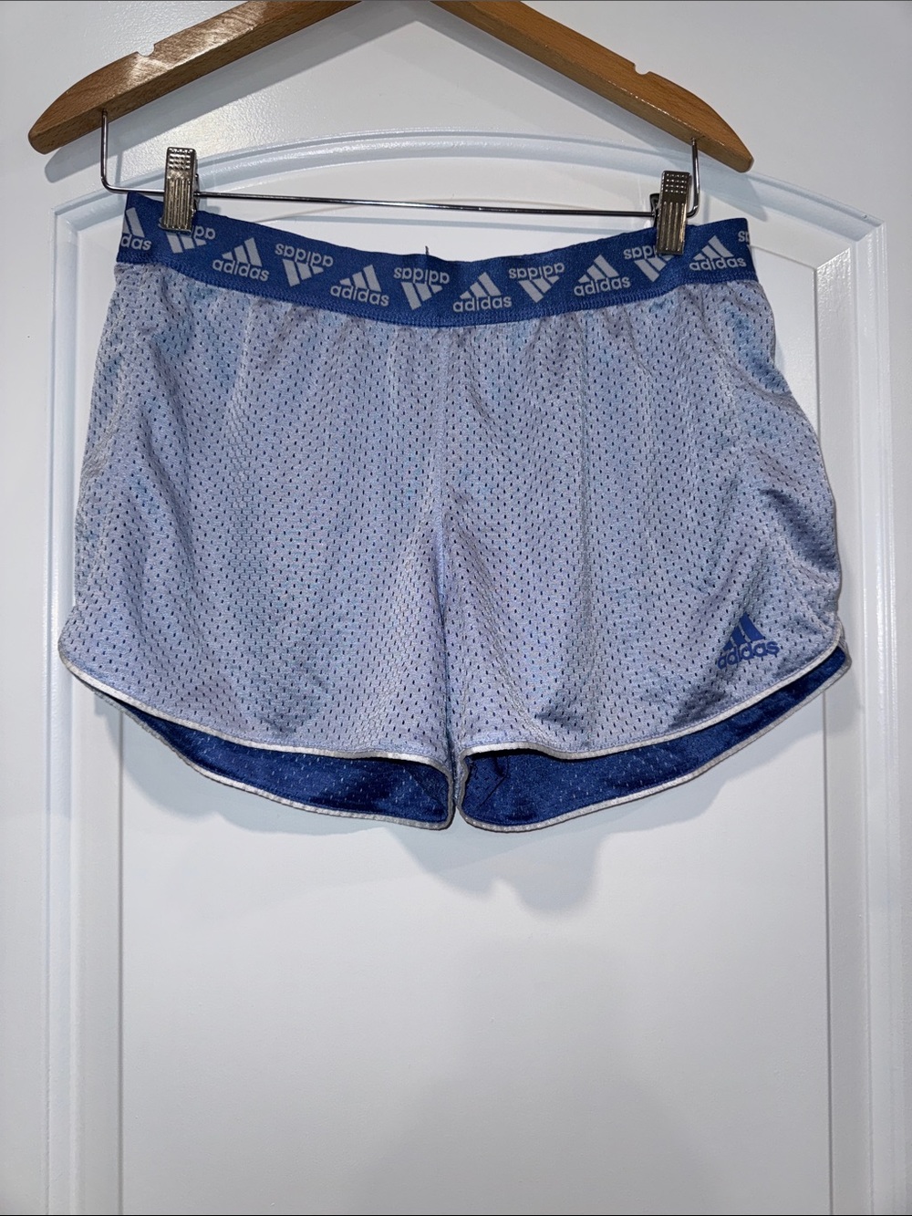 Adidas Women's Light blue mesh Athletic Shorts Size Medium